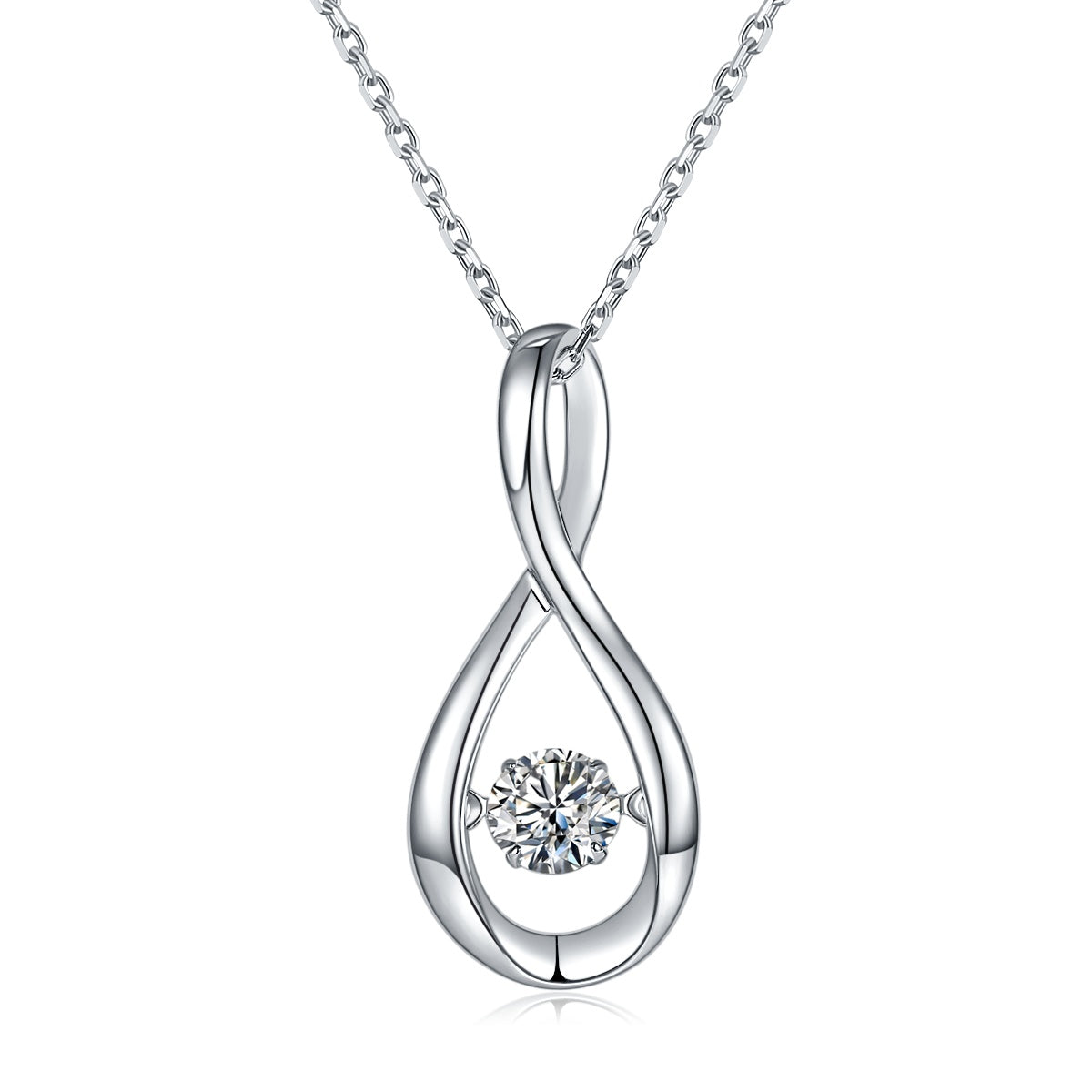 S925 Sterling Silver 0.5ct D Color VVS1 Moissanite Infinity Pendant Necklace 45cm Platinum Plated GRA Certified Gift Box